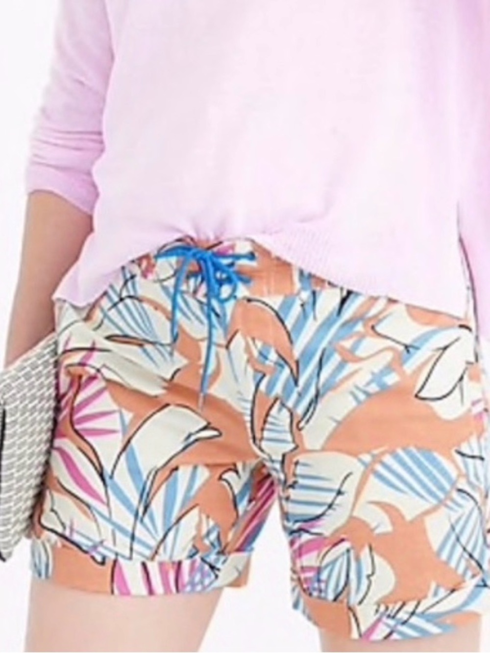 J CREW 5" Desert Oasis Linen Board Shorts Tropical Sz 4 Clay Brown, Pink, Blue